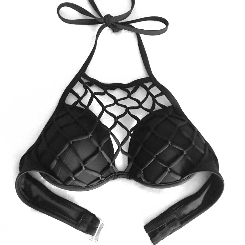 Black Netted Bikini Top